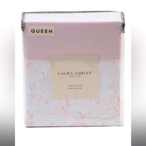 Laura Ashley pink trailing bows queen size sheet set